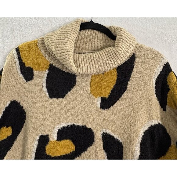 Anthropologie MOTH Women Georgia Leopard Print Sweater Size M Tan Pullover 54-6 - Picture 3 of 10